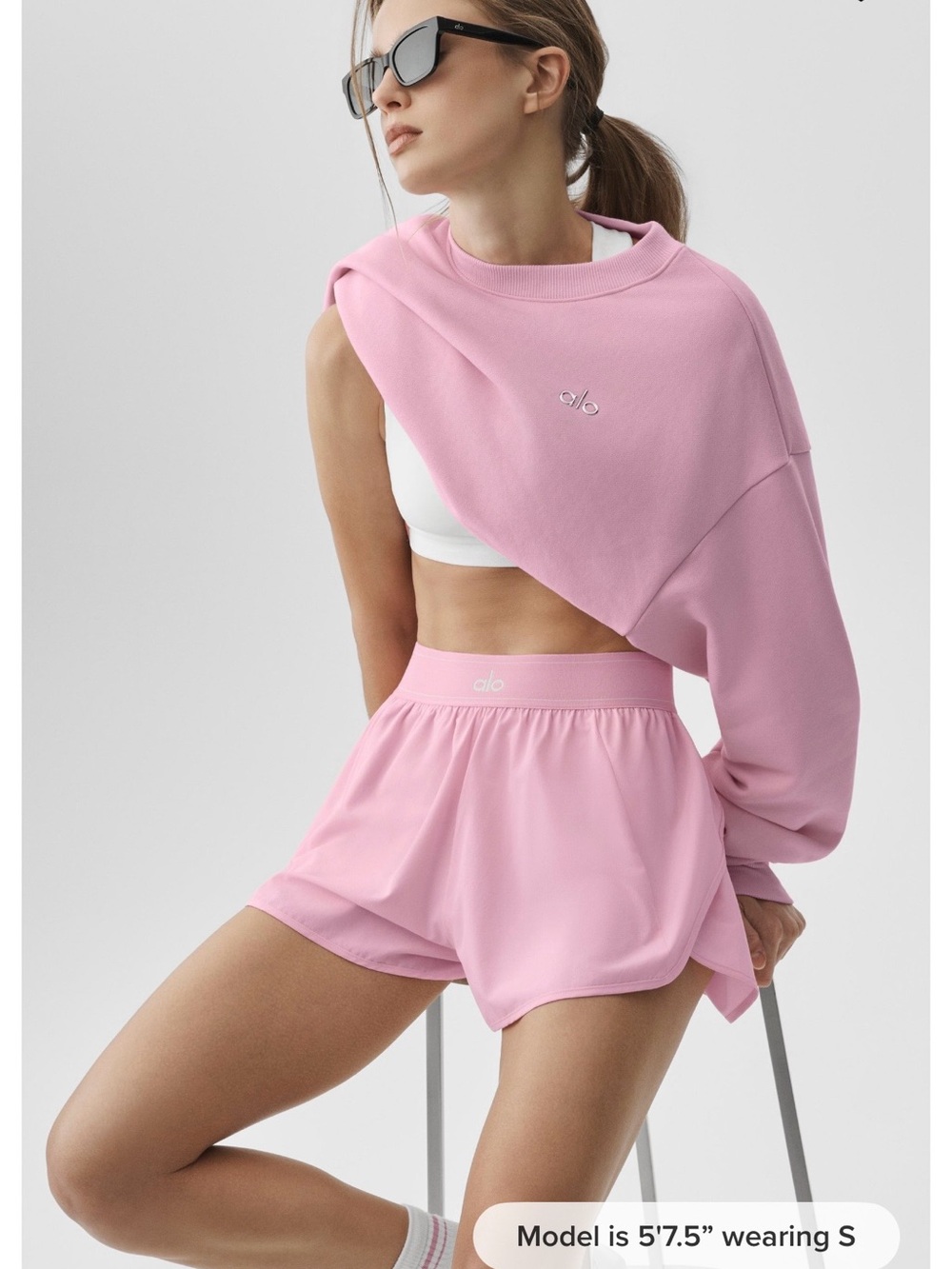 ALO Yoga Light Pink Athletic High-Waist Shorts